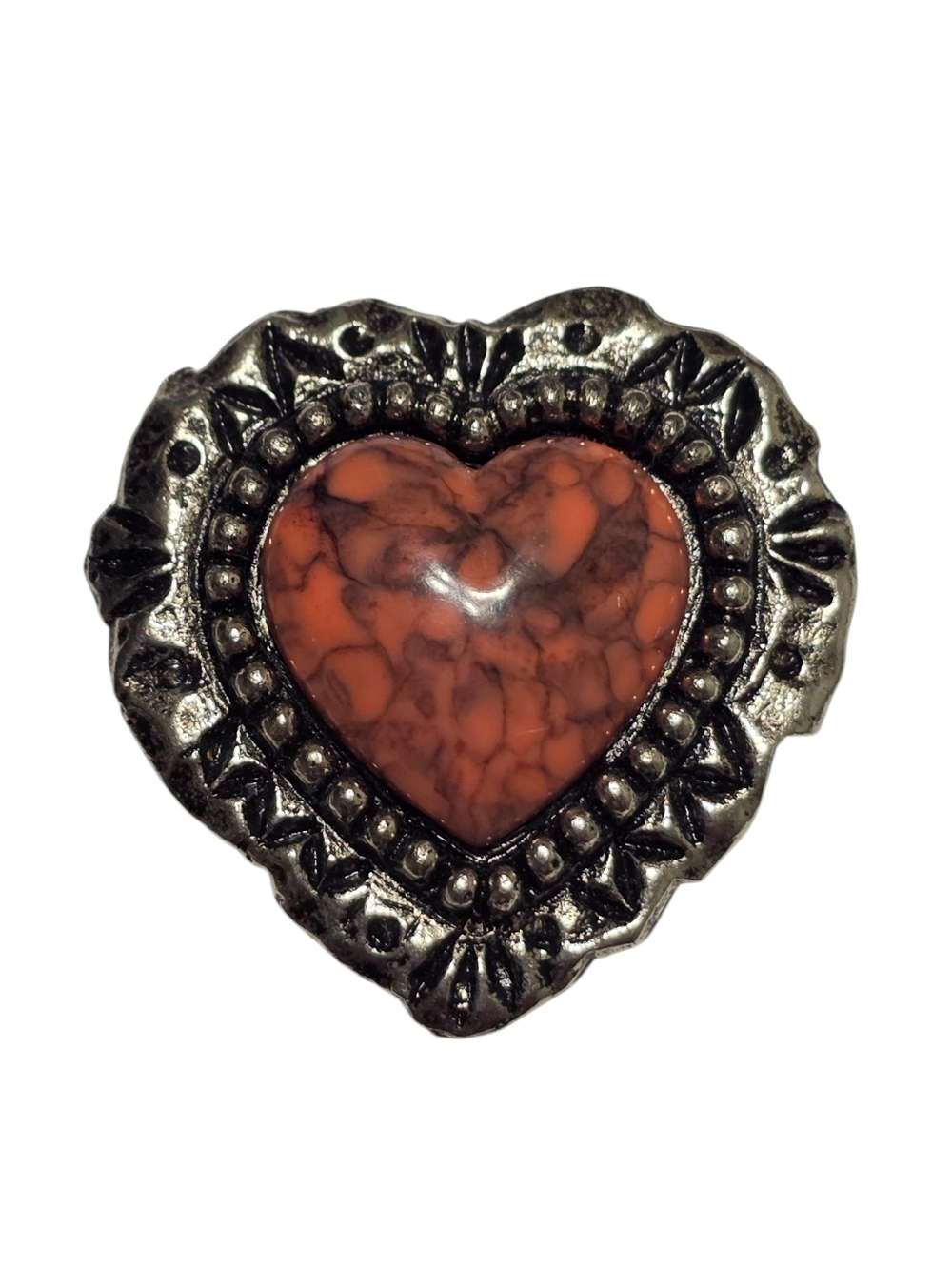 Southwestern Navajo Style Vintage Nonny Silver Heart Collar Clip Button Cover - Picture 2 of 5